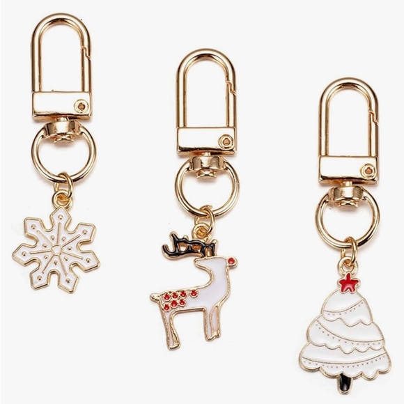 Accessories Reindeer Snowflake And Christmas Tree Bag Charm 3 Piece